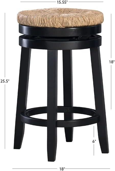 Maya Traditional Black Rubberwood Swivel Counter Stool