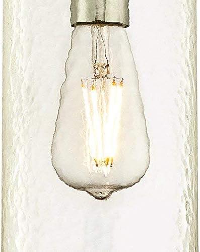 Brushed Nickel Mini Pendant with Clear Textured Glass