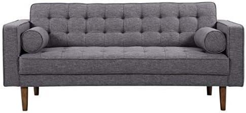 Element Loveseat in Dark Gray Linen and Walnut Legs