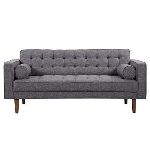 Element Loveseat in Dark Gray Linen and Walnut Legs