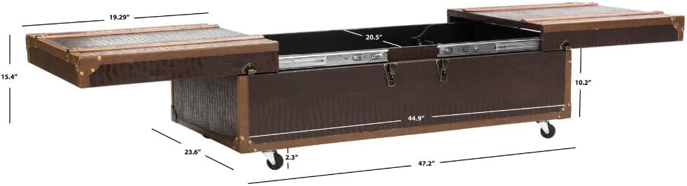 SAFAVIEH Zoe Modern Animal Print Storage Coffee Table with Wine Rack, Brown