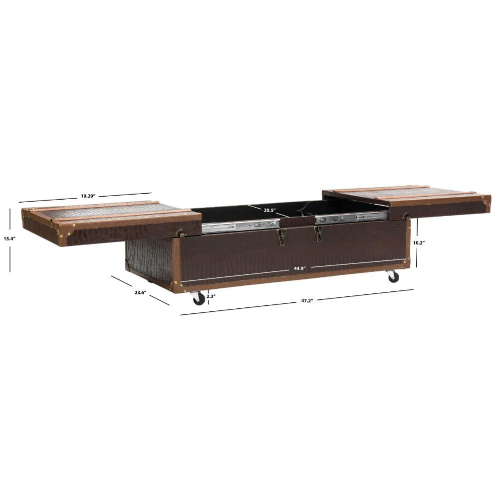 SAFAVIEH Zoe Modern Animal Print Storage Coffee Table with Wine Rack, Brown