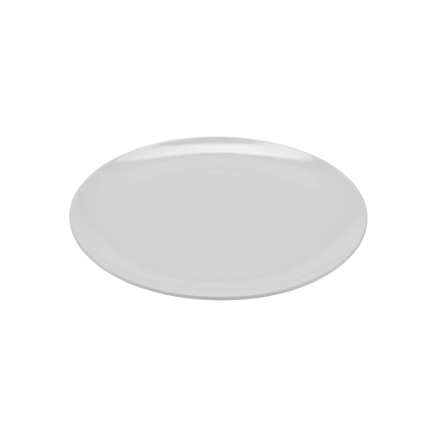 White Round Melamine Break-Resistant Dinner Plate, 14-inch