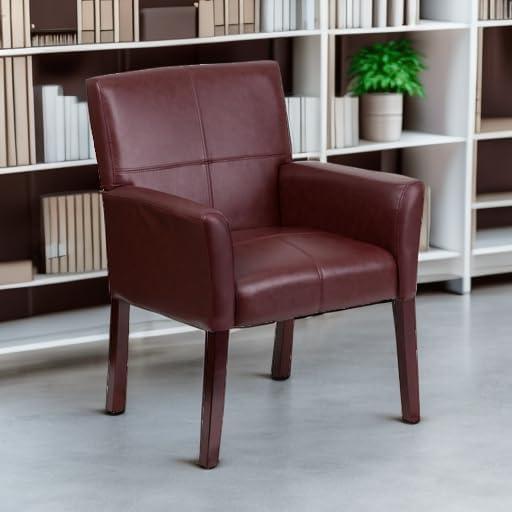 Paulson LeatherSoft Executive Side Reception Chair with Mahogany Legs