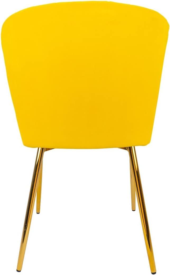 ANOUR Modern Dining Chairs, Velvet Accent Chair, Living Room Chairs, Set of 2, Upholstered Side Chair with Golden Metal Legs for Dining Room Kitchen Vanity Patio (Yellow, 2 Pack)