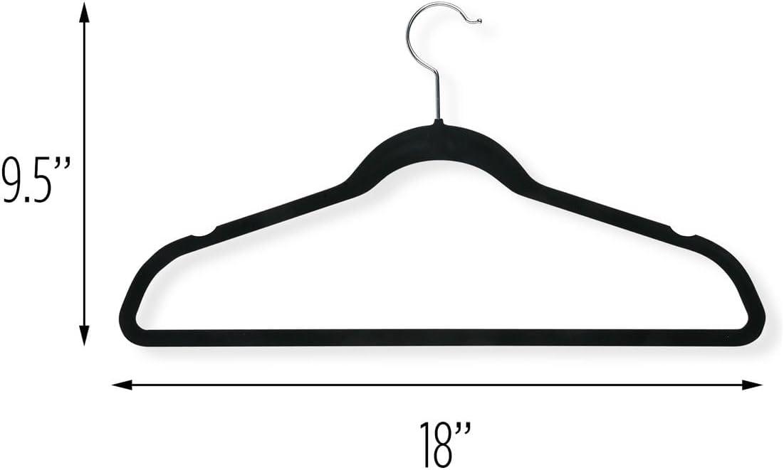 Honey-Can-Do Velvet Slim Non-Slip Adult Clothes Suit Hangers, Black, 20 Pack