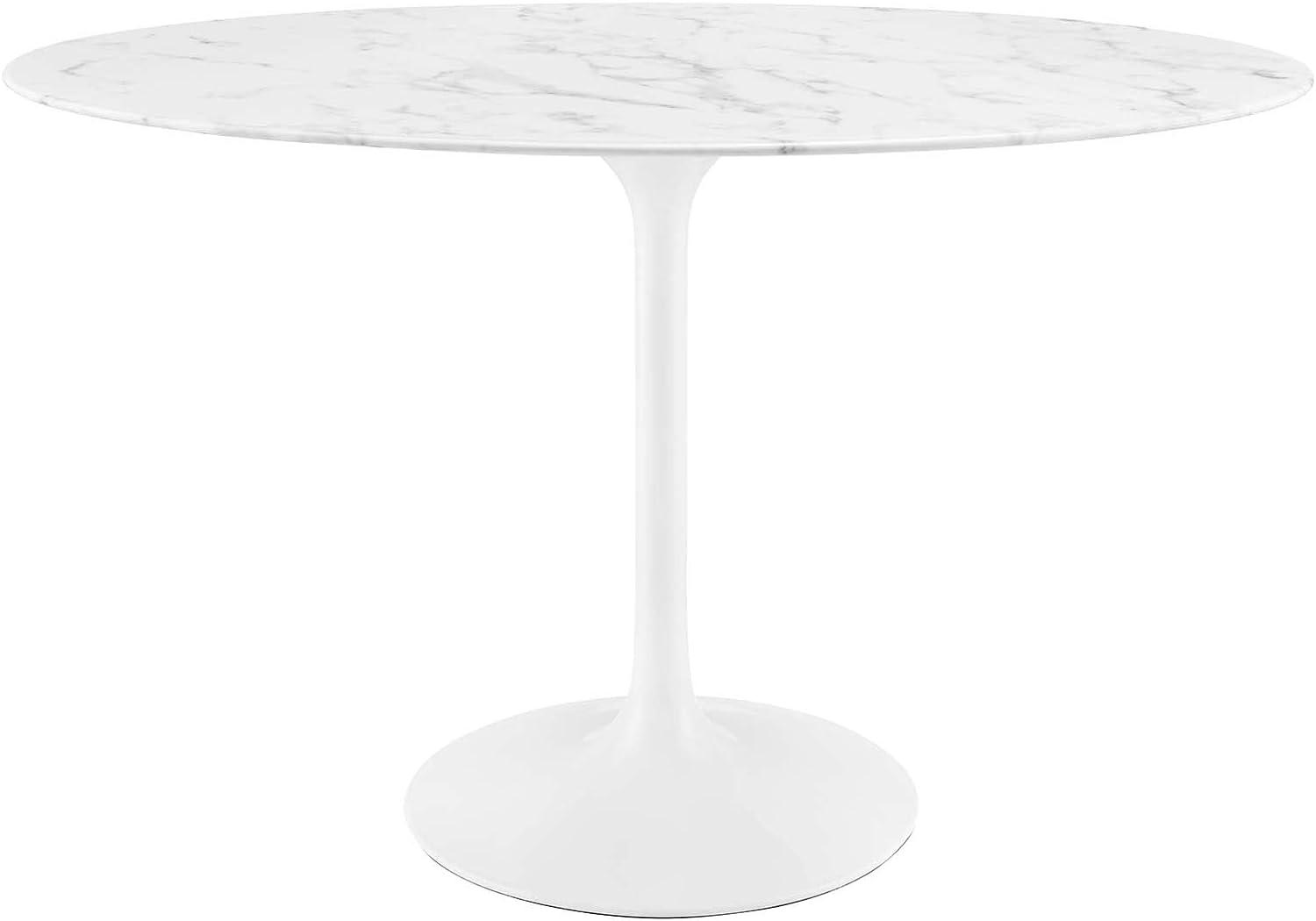 48" Oval Mid-Century Modern Dining Table with Marble Top