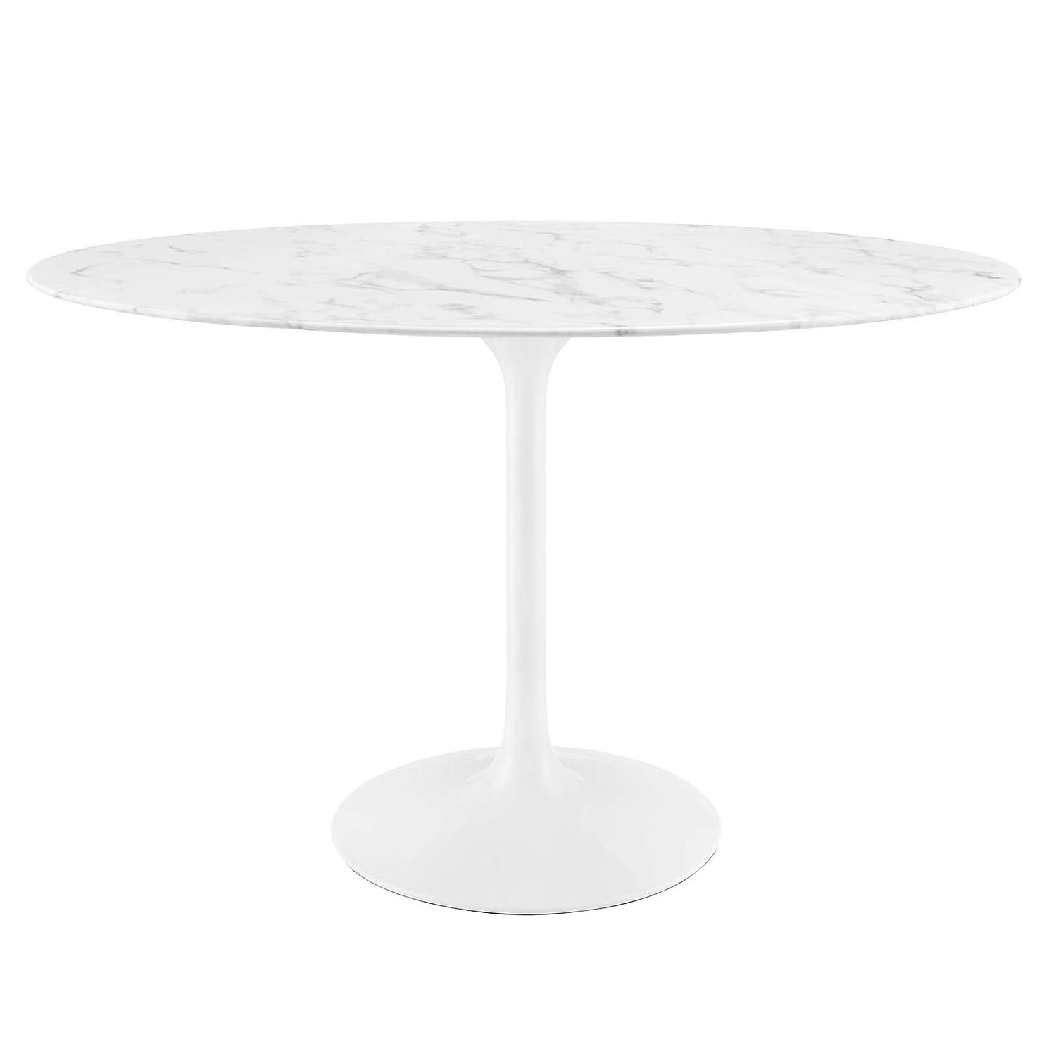 Modway 48" Lippa Oval Artificial Marble Dining Table White: Faux Surface, Pedestal Base, Seats 4