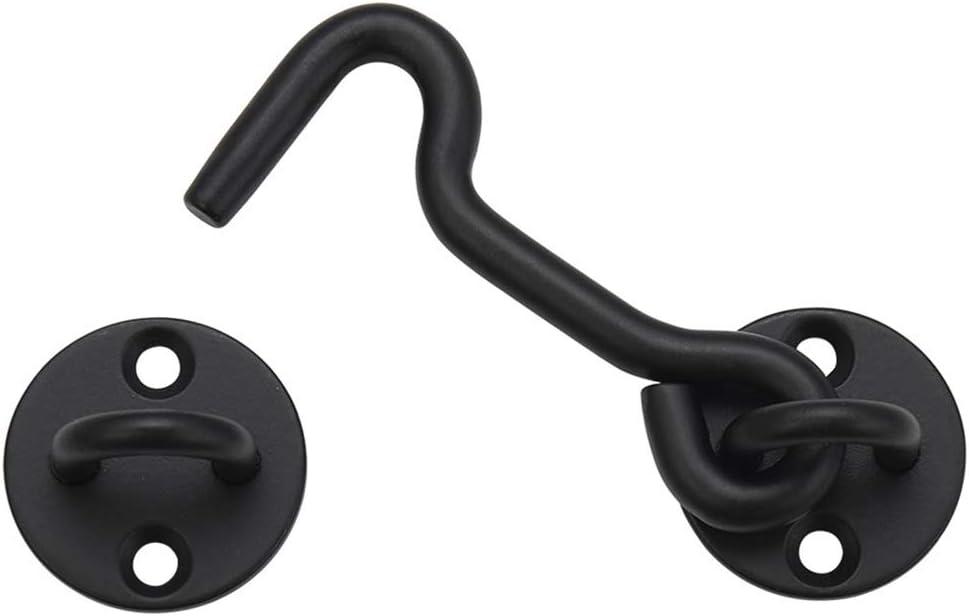 MAXAYA 4” Privacy Hook And Eye Gate Latch Easy Lock For Barn Door, Blac...
