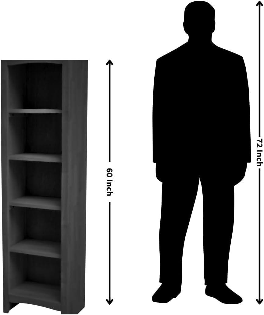 60" Shaker Bookcase Unfinished Brown - International Concepts: Solid Parawood, 4-Shelf Design