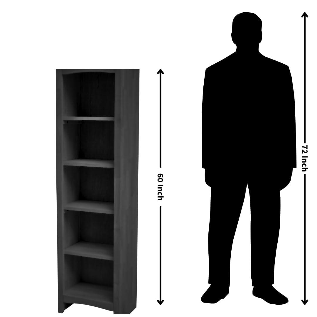 60" Shaker Bookcase Unfinished Brown - International Concepts: Solid Parawood, 4-Shelf Design