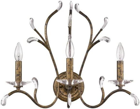 Serafina 3-Light Bronze Sconce with Clear Crystal Accents