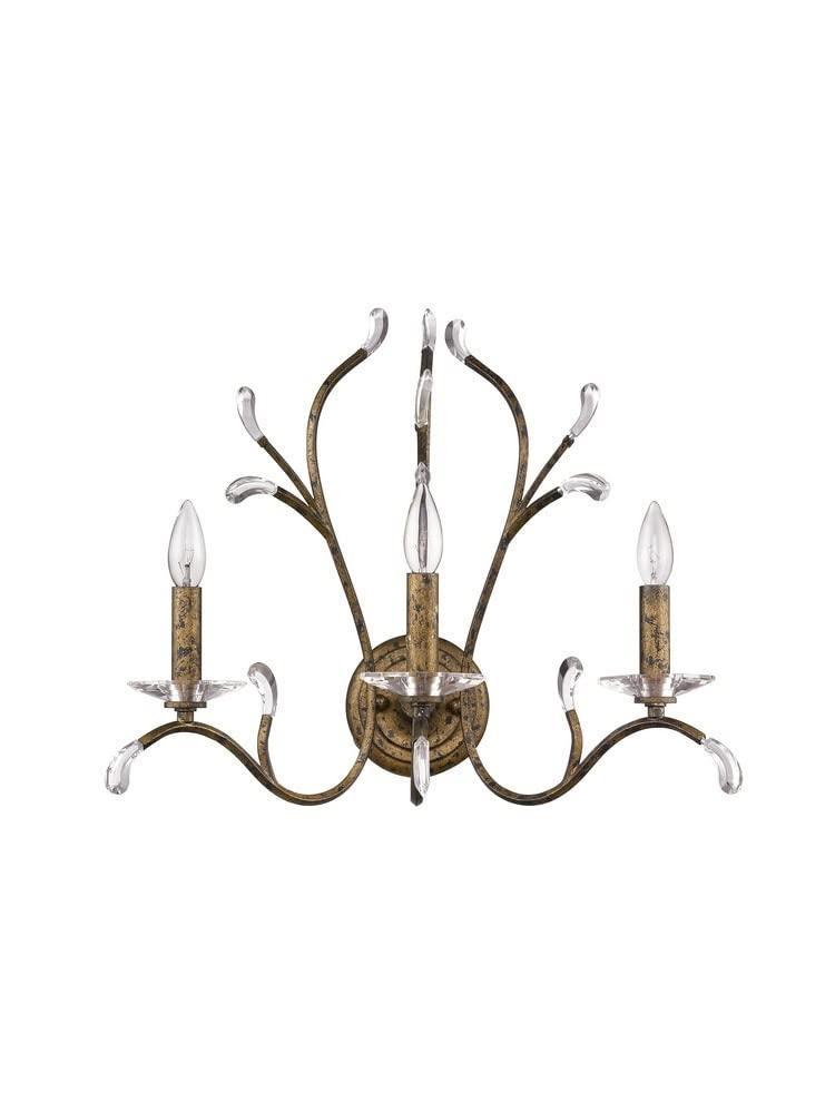 Serafina 3-Light Bronze Sconce with Clear Crystal Accents