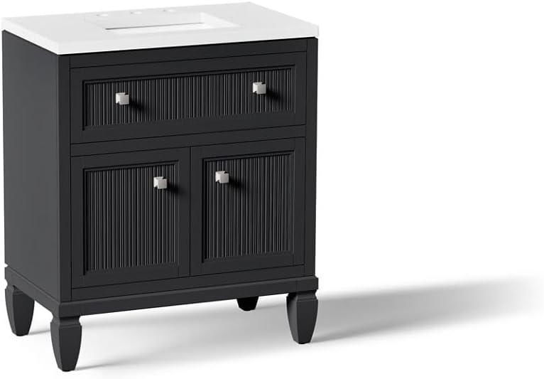 Hearthaven 30'' Free Standing Single Bathroom Vanity Cabinet with Sink and Quartz Top