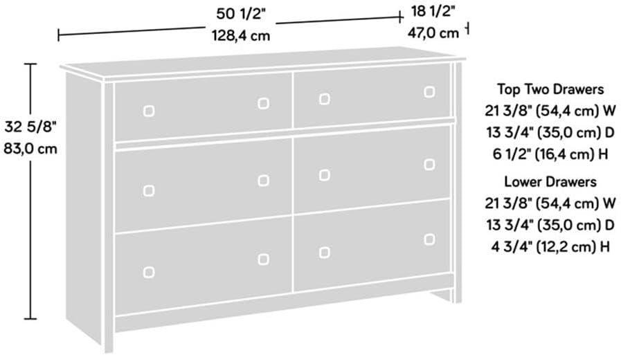 River Ranch 6 Drawer Dresser White Plank - Sauder: Modern Storage Solution for Adult Bedroom
