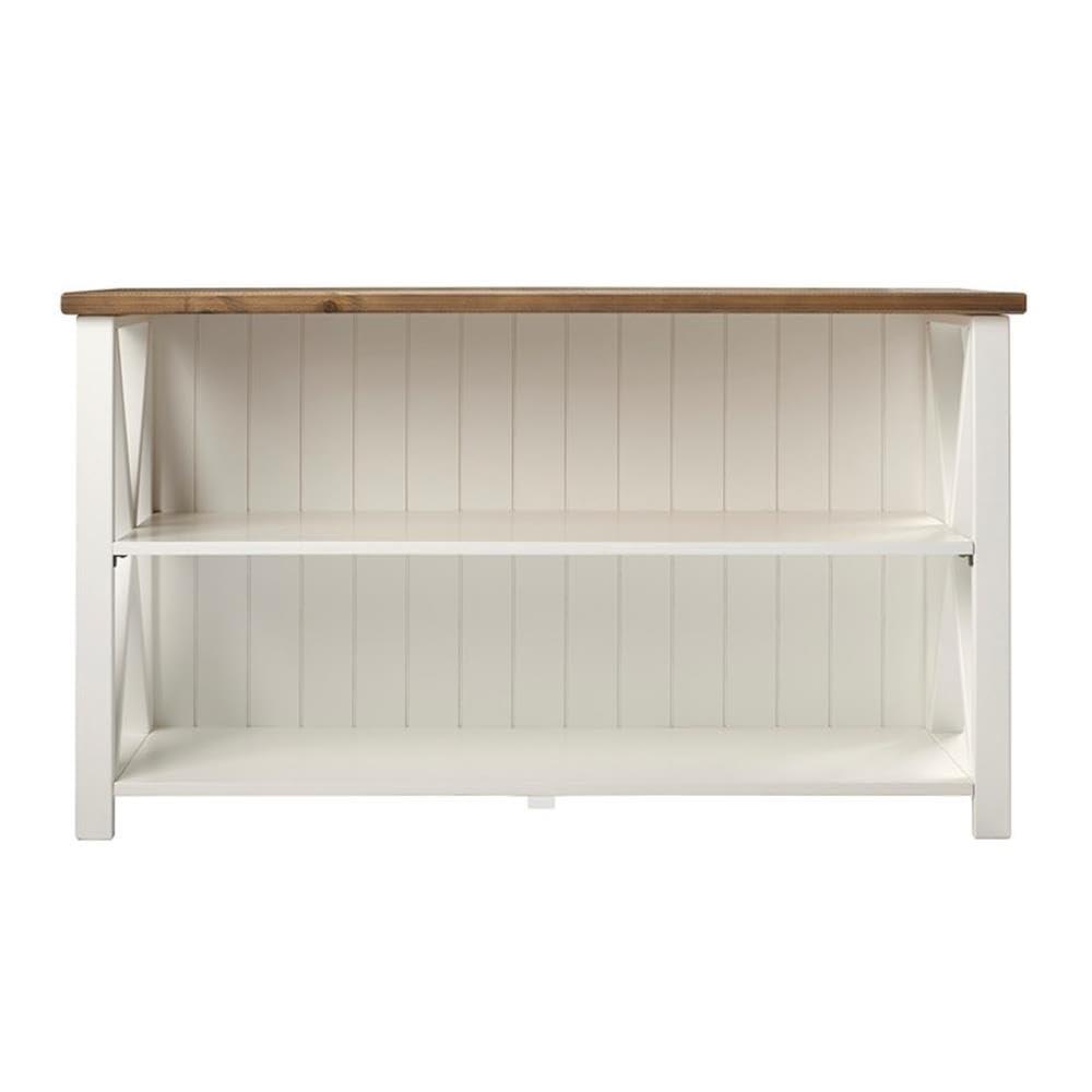 52" Solid Wood Farmhouse Storage Console - White/Reclaimed Barnwood