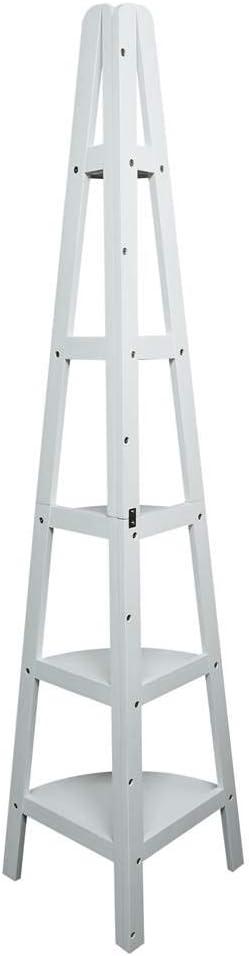 5-Shelf Corner Ladder Bookcase - White