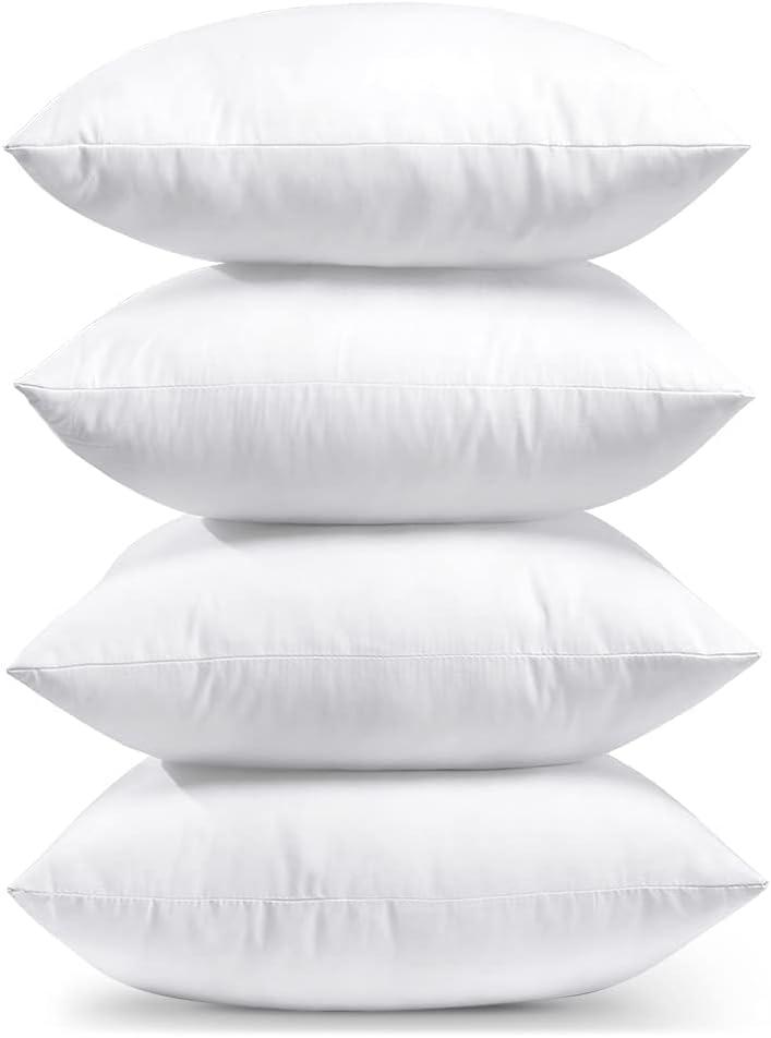 White Polyester Square Throw Pillow Inserts, 18x18 Inch, Set of 4