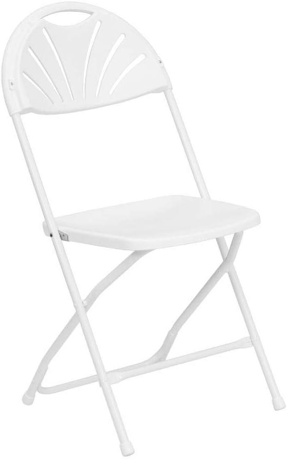 White Powder-Coated Steel Mid-Back Folding Chairs, Set of 2