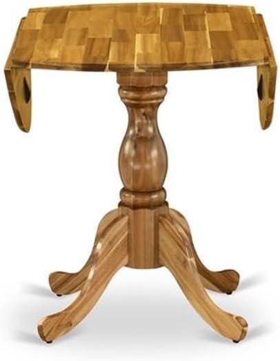 East West Furniture Dublin Wood Dining Table with Pedestal Legs in Natural