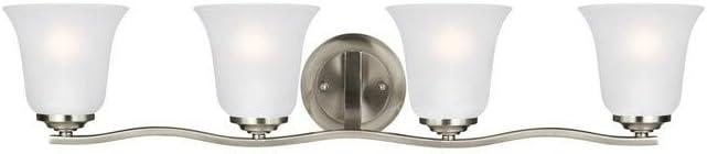 Brushed Nickel 4-Light Vanity Fixture with Satin Etched Glass Shades