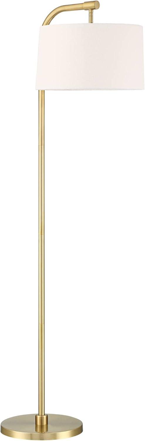 360 Lighting Modern Art Deco Arc Floor Lamp 64" Tall Warm Gold Metal White Fabric Drum Shade for Living Room Reading Family Bedroom Office House Home