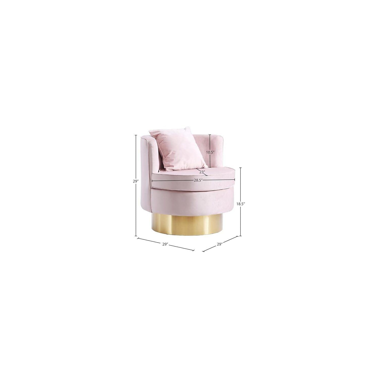 Meridian Furniture Kendra Pink Velvet Swivel Accent Chair