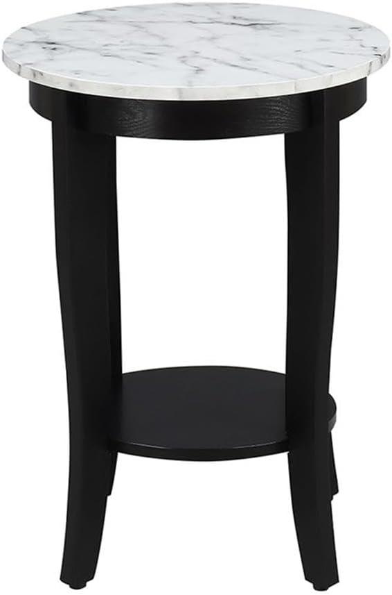 Convenience Concepts American Heritage Round End Table in Black Wood Finish