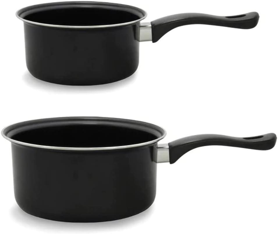 Brentwood 2-Piece Nonstick Carbon Steel Saucepan Set in Black