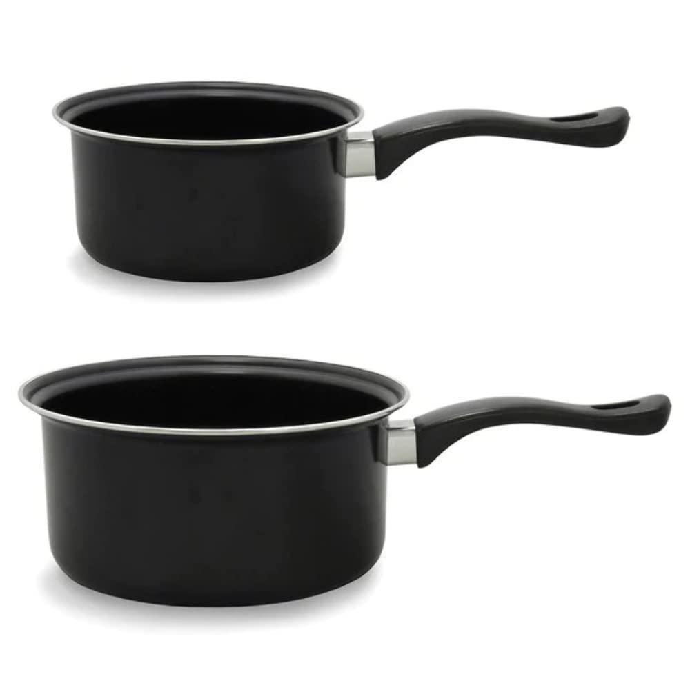 Brentwood 2-Piece Nonstick Carbon Steel Saucepan Set in Black