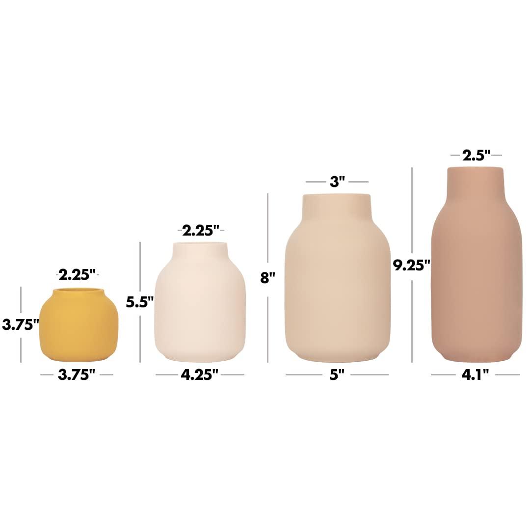 Koyal Wholesale Mixed Modern Minimalist Ceramic Vase for Home Decor, Terracotta Decor, Set of 4, Multi-Color