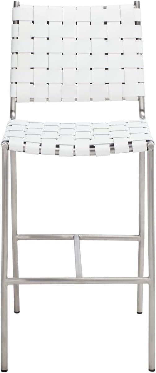 Olenna Woven Counter Stool - BST3011 - White/Silver - Safavieh