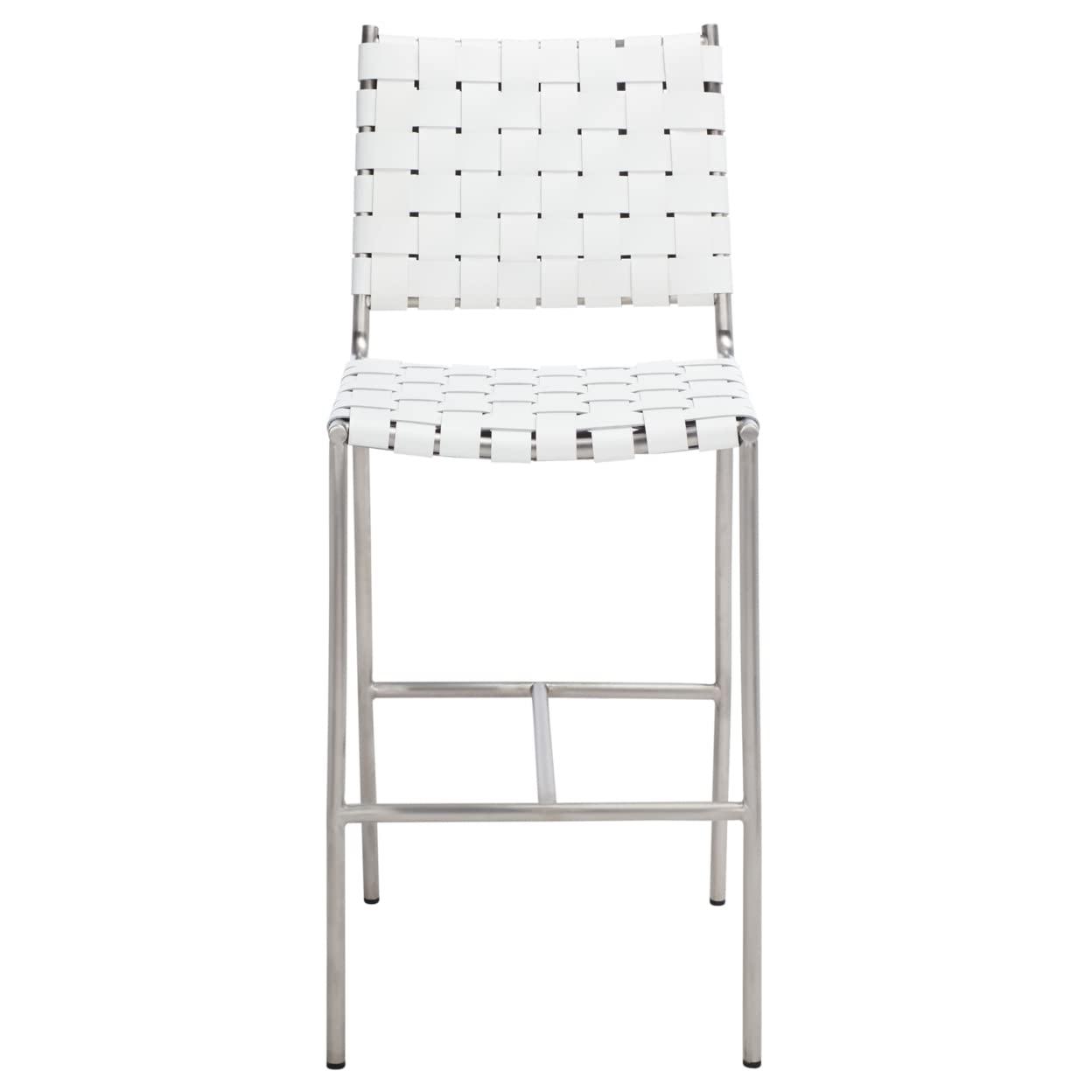 Olenna Woven Counter Stool - BST3011 - White/Silver - Safavieh
