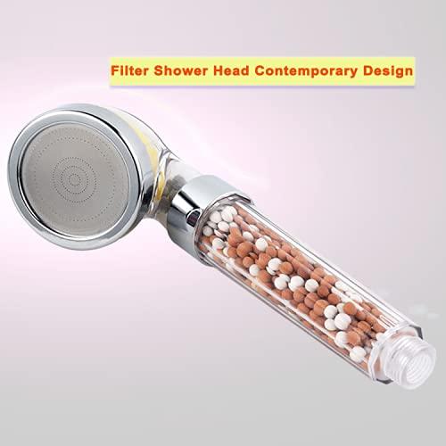IHAO Vitamin C Filter High Pressure Handheld Shower Head with Bracket and Metal Hose Purifying Hard Water Softener Chlorine Flouride Filter Aroma Showerhead Fresh Dry Skin & Hair Loss