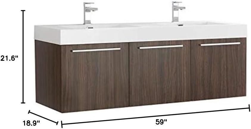 Vista 60'' Wall Mounted Modern Double Bathroom Vanity with Acrylic Vanity Top