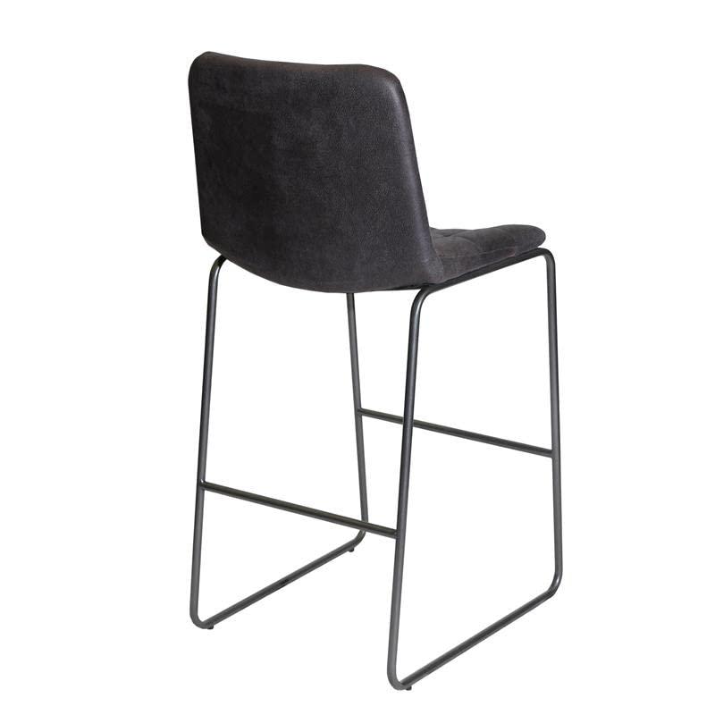 Westover Transitional Charcoal Faux Leather and Steel Bar Stool