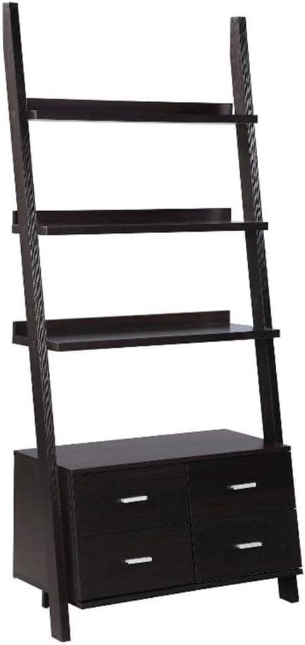 Coaster Colella 4-Shelf Ladder Contemporary Wood Bookcase in Cappuccino