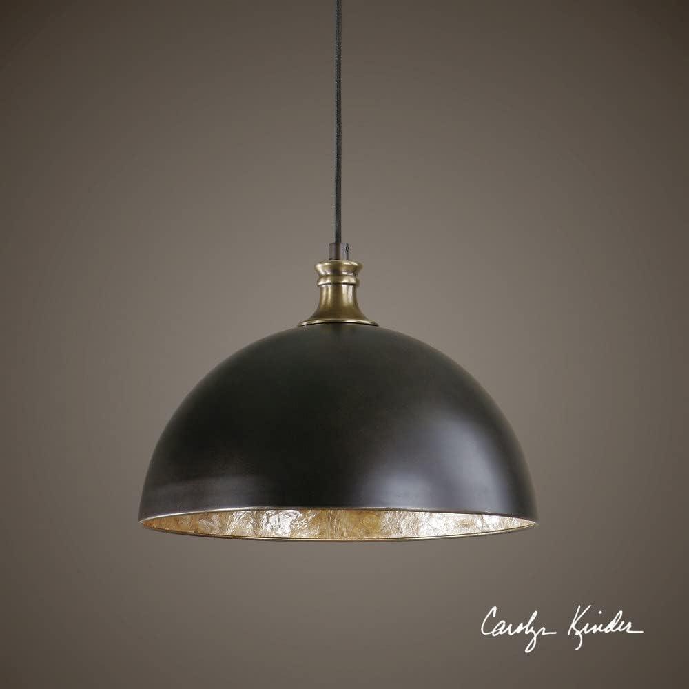 Bronze and Glass Contemporary Bowl Pendant Light