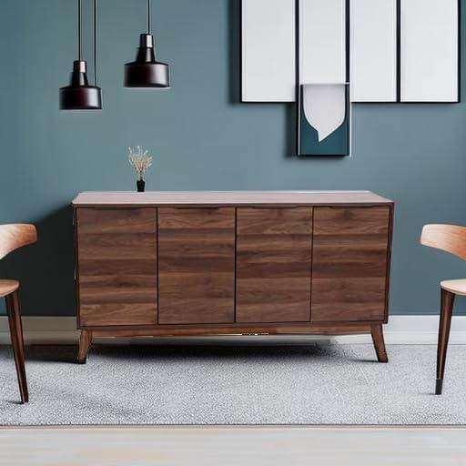 Flash Furniture 60" Buffet Cabinet with 4 Soft Close Doors and Adjustable Shelves - Dark Walnut