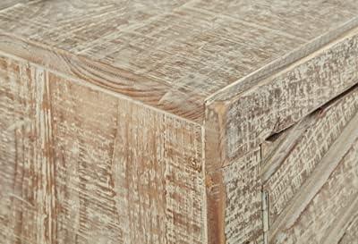 Roanley Sofa/Console Table Distressed Brown - Signature Design by Ashley: 4-Door Couch Table with Storage