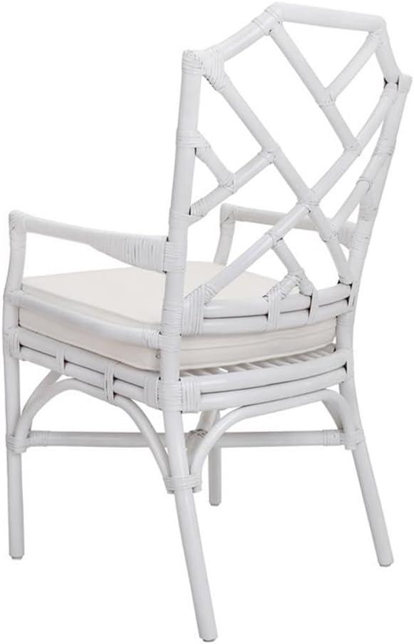 New Pacific Direct Kara Rattan Dining Side Arm Chair White