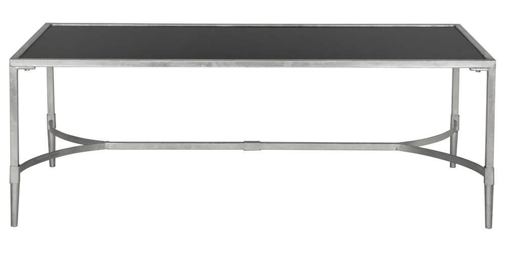 SAFAVIEH Antwan Solid Classic Coffee Table, Silver/Tempered Glass Top