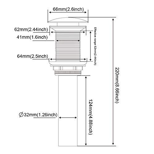 JONKEAN Bathroom Pop Up Drain Without Overflow,Vanity Vessel Sink Drain with Detachable Strainer Basket,Pop Up Drain Stopper Hair Catcher, Built-in Anti-Clogging Strainer(Brushed Gold)