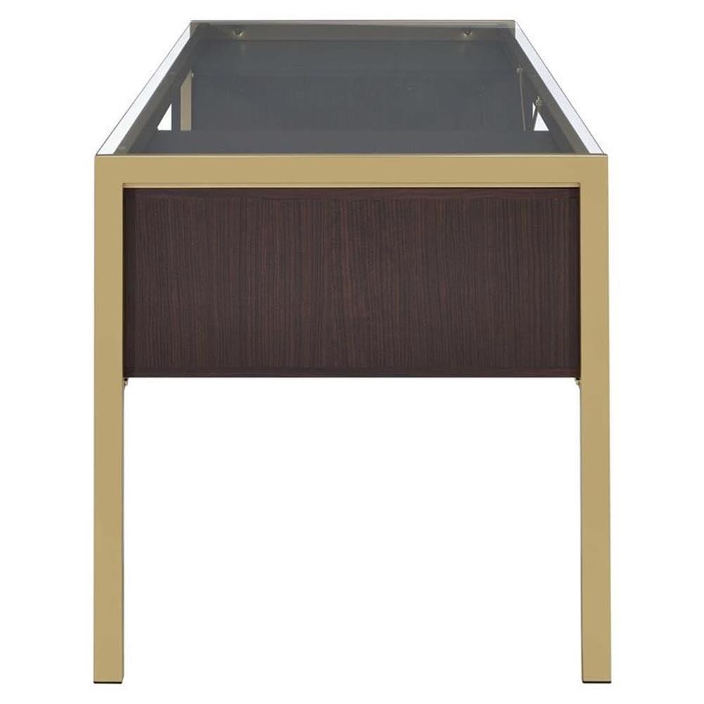 Everly Quinn Solid Wood Top Metal Base Writing Desk