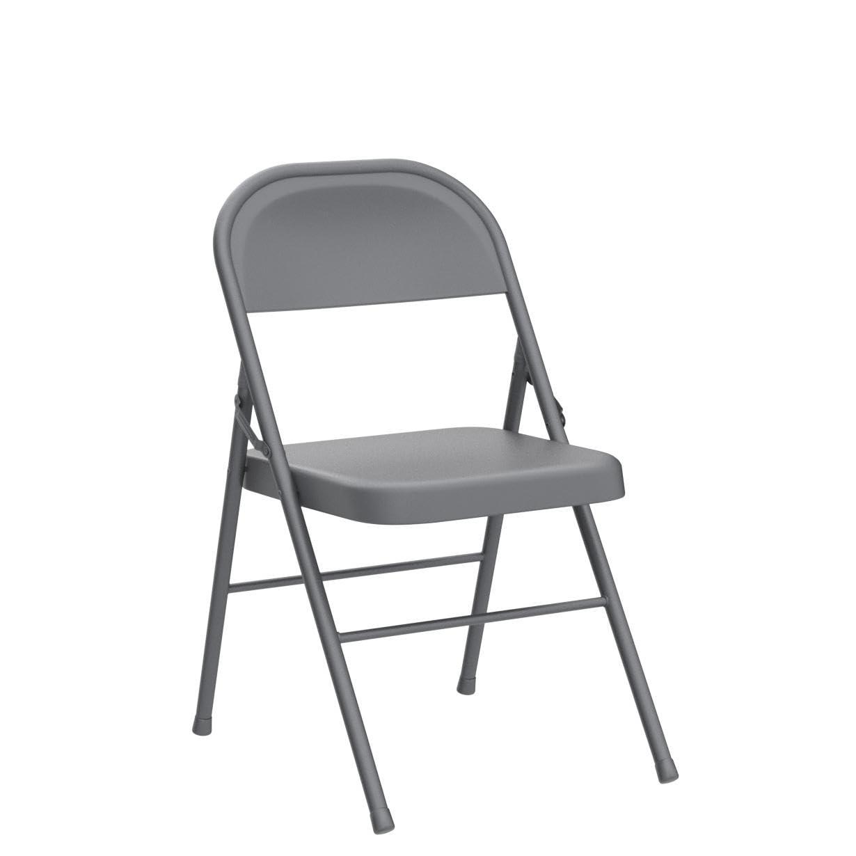 COSCO All- Steel Folding Chair, 4-Pack, Gray