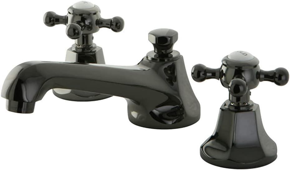 Kingston Brass Water Onyx Two-Handle 3-Hole Deck Mount Widespread Bathroom Faucet with Brass Pop-Up Drain