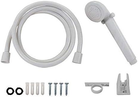 White and Smoke Plastic RV Tub and Shower Diverter Faucet with Handheld Shower Head