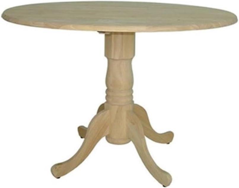 42" Mason Round Dual Dining Table Unfinished - International Concepts: Parawood, Drop Leaves