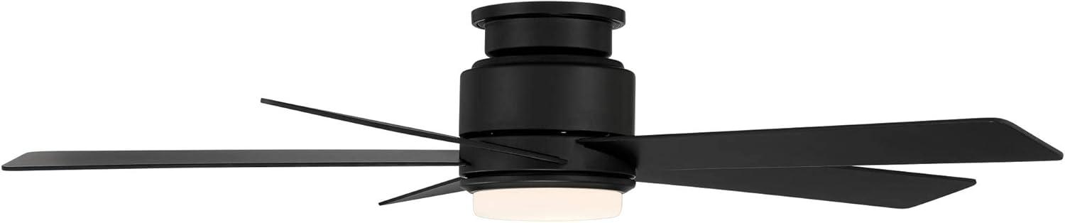 52" Casa Vieja Modern Outdoor Hugger Ceiling Fan with Dimmable LED Light Remote Control Matte Black Damp Rated for Patio Exterior