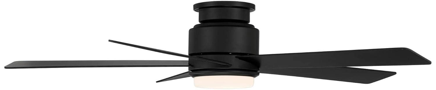 52" Casa Vieja Modern Outdoor Hugger Ceiling Fan with Dimmable LED Light Remote Control Matte Black Damp Rated for Patio Exterior